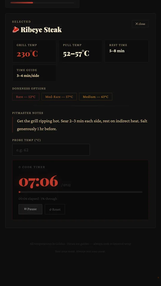 The live cook timer running
