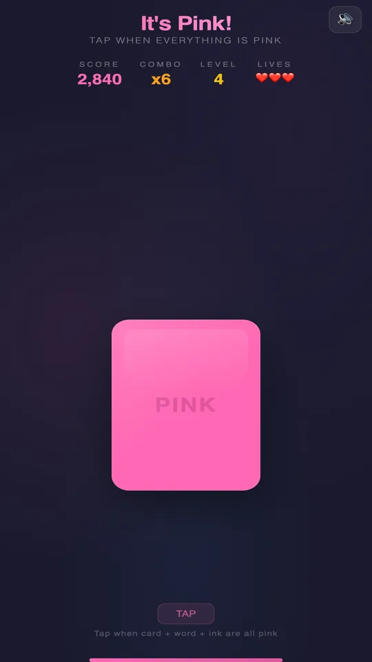 All three pink — tap now